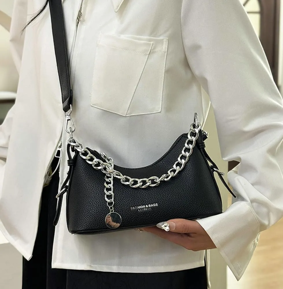 Crescent Shoulder Bag for Women Pu Leather Purses for Women Chain Handbags Spring Summer Hobo Bag Trending Clutch Purse