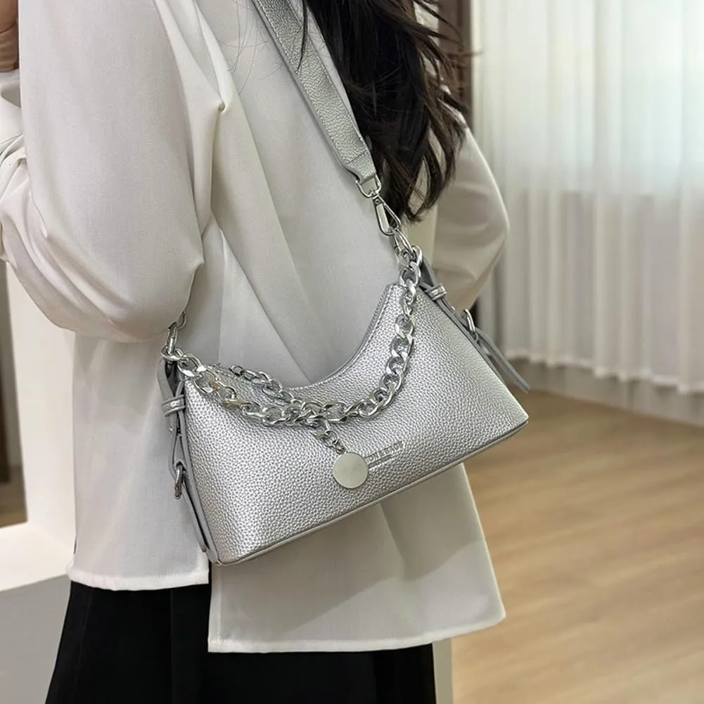 Crescent Shoulder Bag for Women Pu Leather Purses for Women Chain Handbags Spring Summer Hobo Bag Trending Clutch Purse