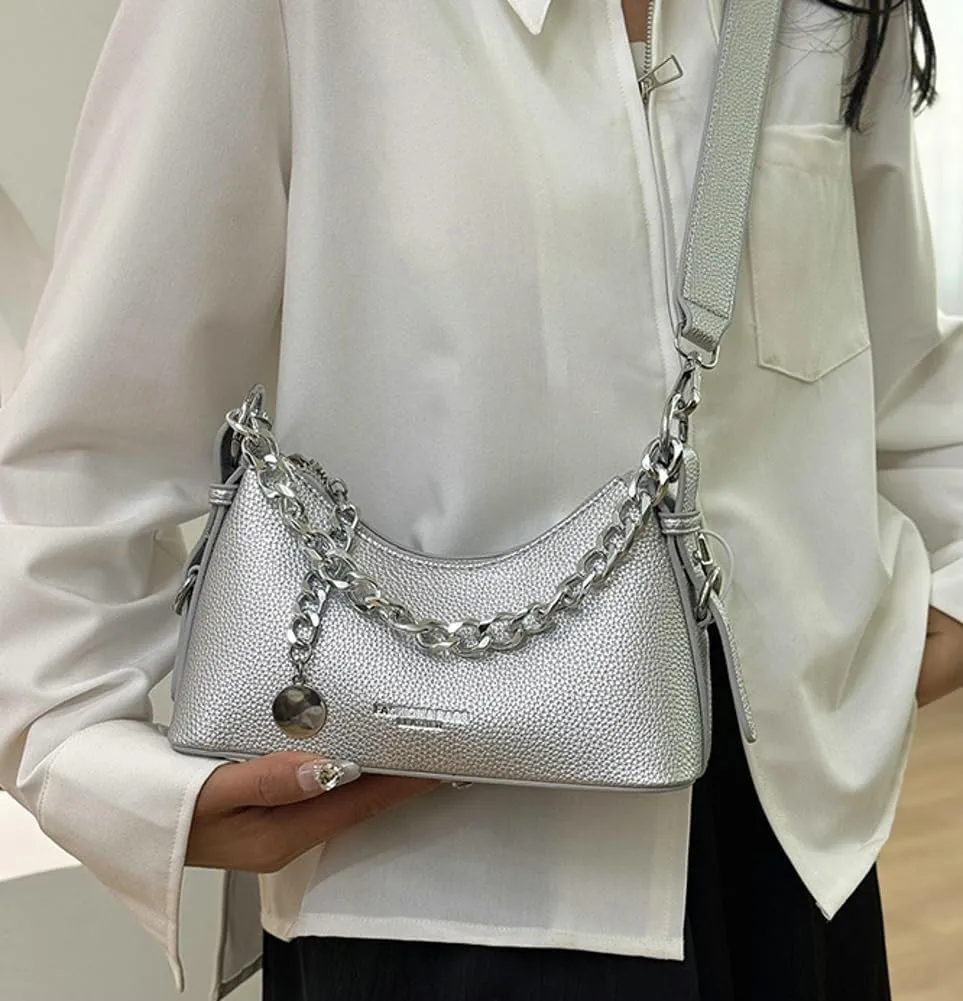 Crescent Shoulder Bag for Women Pu Leather Purses for Women Chain Handbags Spring Summer Hobo Bag Trending Clutch Purse