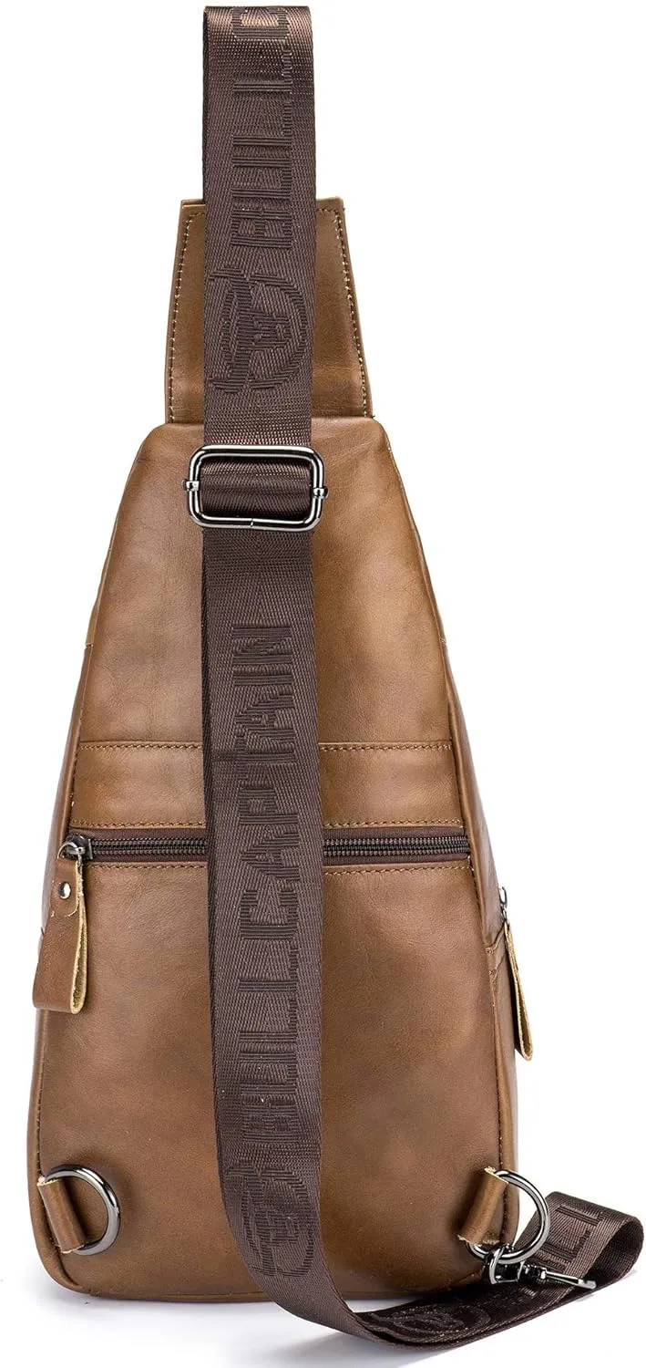 Cross body Bags for Men Leather Sling Bag Casual Daypacks Chest Bags Shoulder Bag Travel Hiking Backpacks