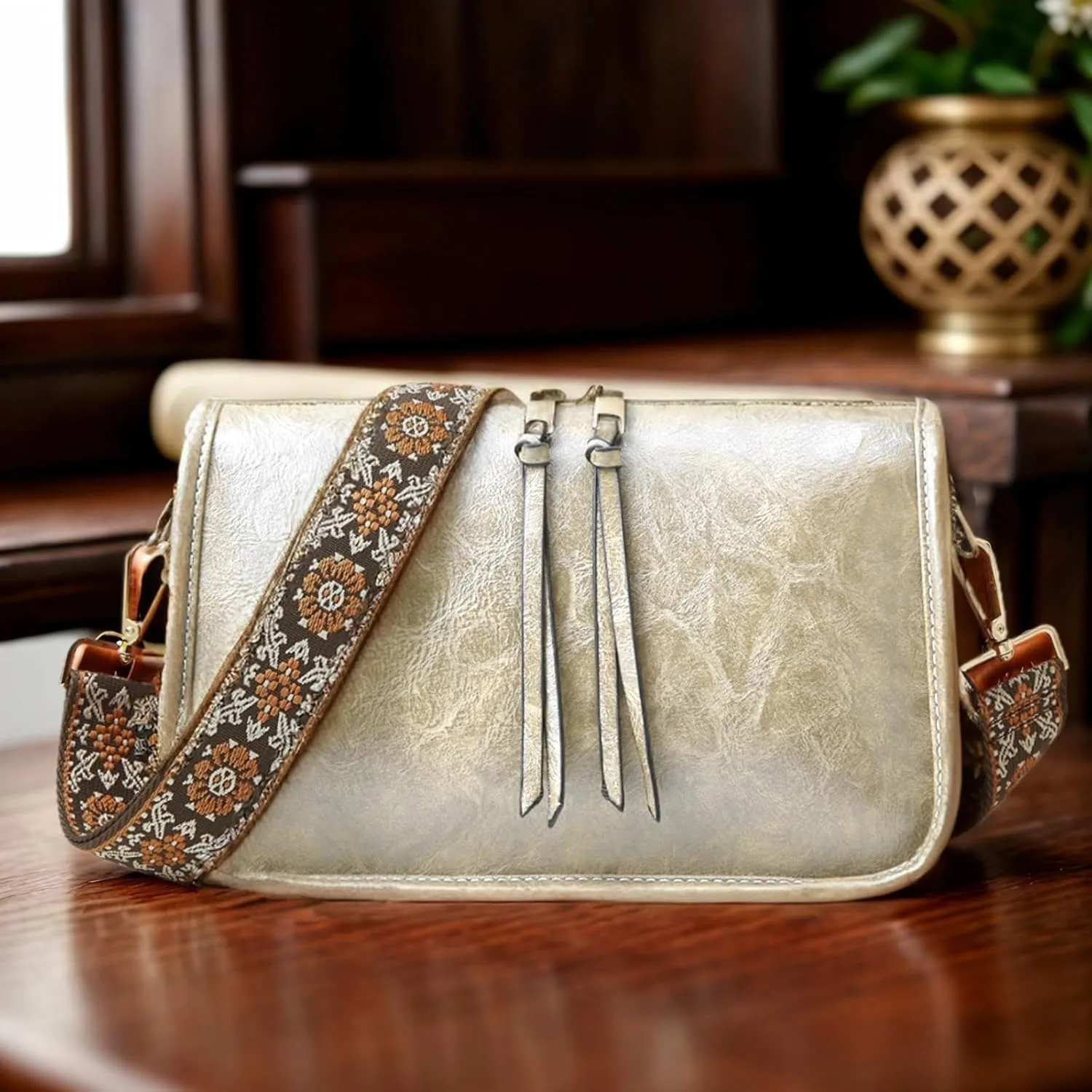 Crossbody Bag for Women Leather Hobo Purse Bag Trendy Small Crossbody Purse with Wide Strap Multiple for Everyday