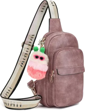 Crossbody Bags for Women Trendy PU Leather Fanny Pack Small Sling Bag Fashion Waist Packs Free Keychain