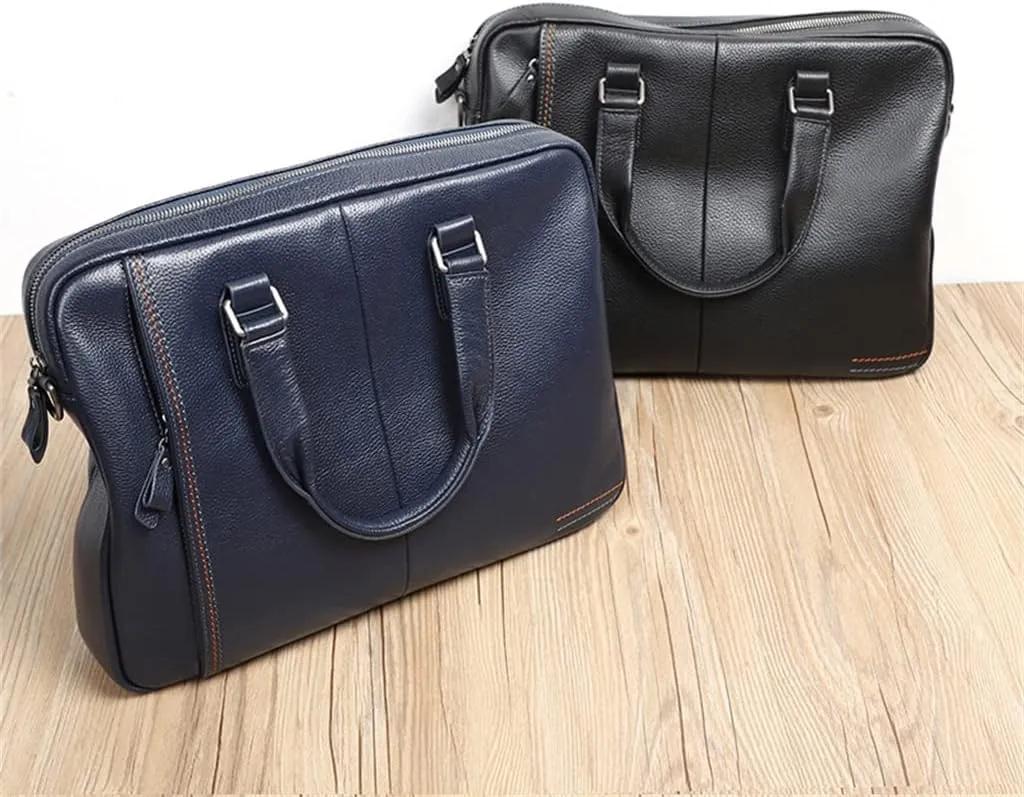 CSCDD Briefcase Genuine Leather Shoulder Laptop Bag Office Bag For Men Briefcases Cow Leather Big Handbag Business