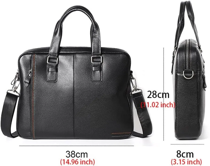 CSCDD Briefcase Genuine Leather Shoulder Laptop Bag Office Bag For Men Briefcases Cow Leather Big Handbag Business