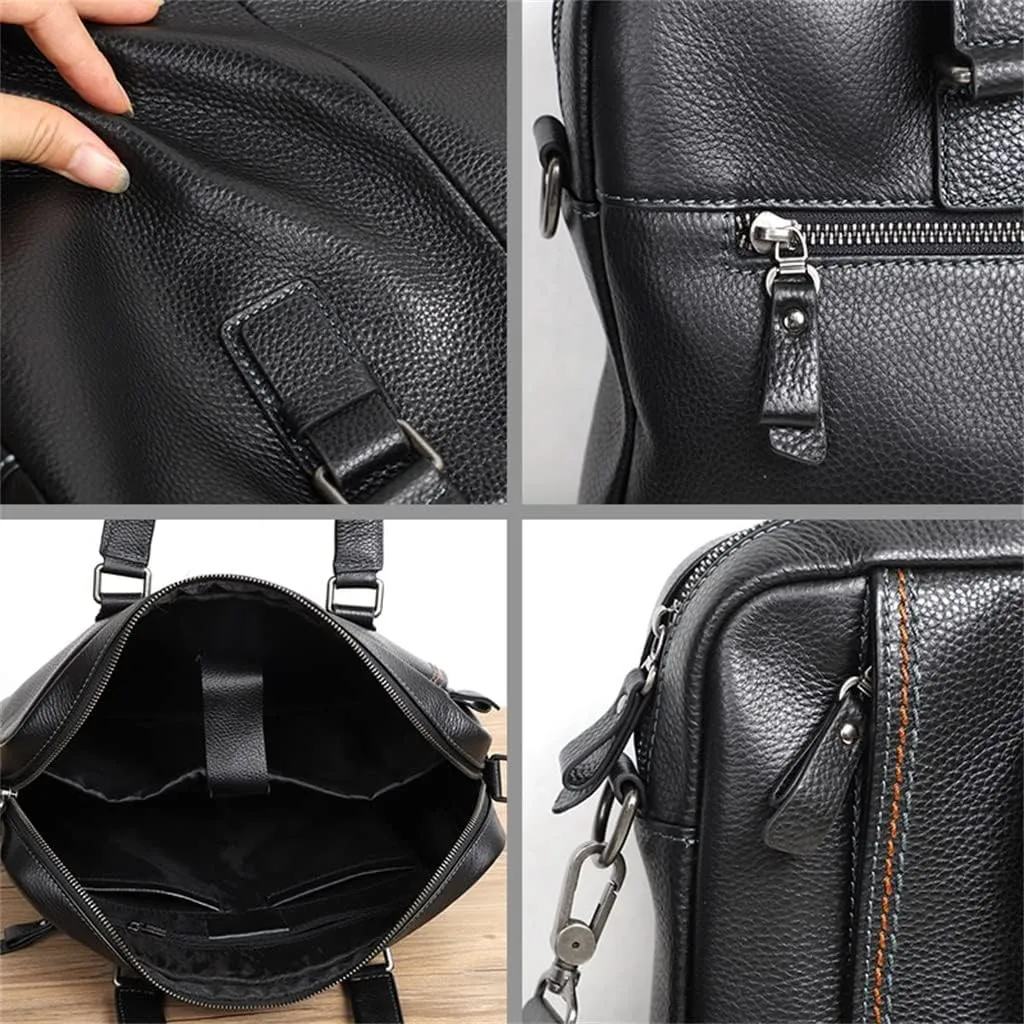 CSCDD Briefcase Genuine Leather Shoulder Laptop Bag Office Bag For Men Briefcases Cow Leather Big Handbag Business