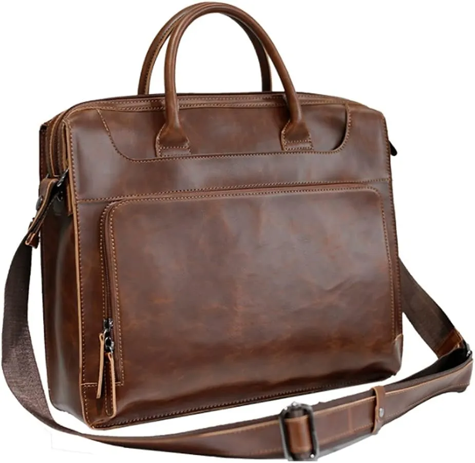 CSCDD Men's Briefcase HandbagLeather Messenger Travel Bag Business Men Tote Bags Man Casual Crossbody Briefcases