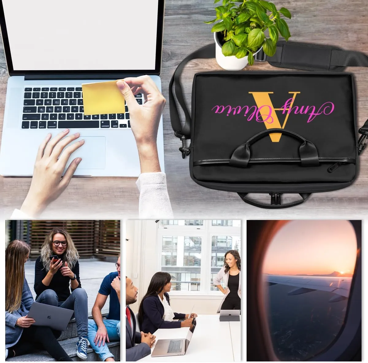 Custom Laptop Bag 15 Inch with Name Personalized Laptop Shoulder Bag Case Briefcases for Women Men Gifts