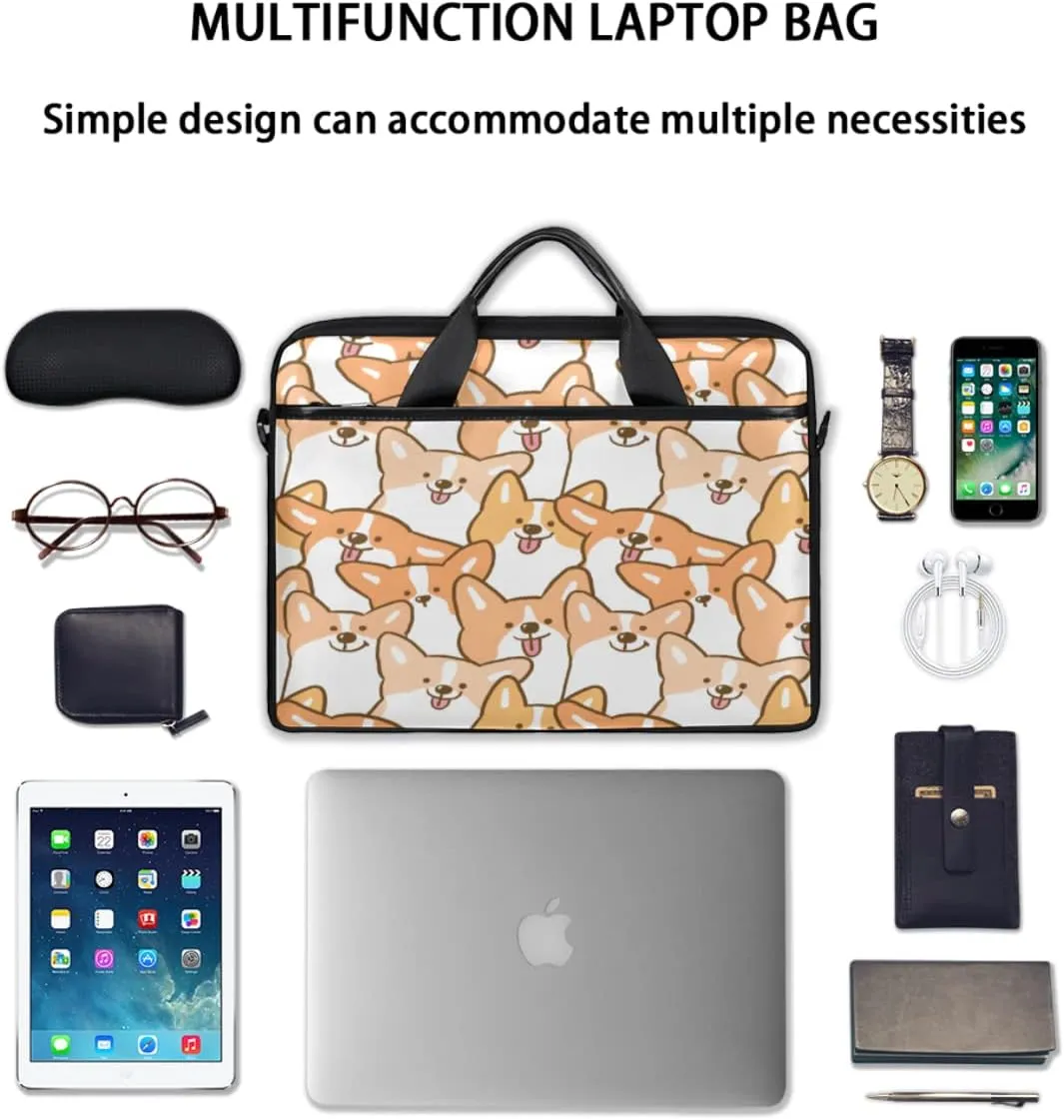 Cute Animal Elephant Pattern Laptop Shoulder Messenger Bag Waterproof Laptop Briefcase Handle Padded Strap