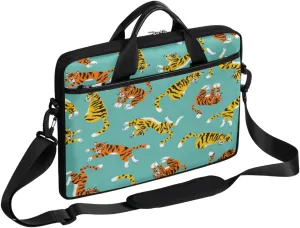Cute Animal Tiger Laptop Shoulder Messenger Bag Waterproof Laptop Briefcase with Handle and Padded Strap Case Sleeve for 13 13.3 14 15.6 Inch Laptop Case