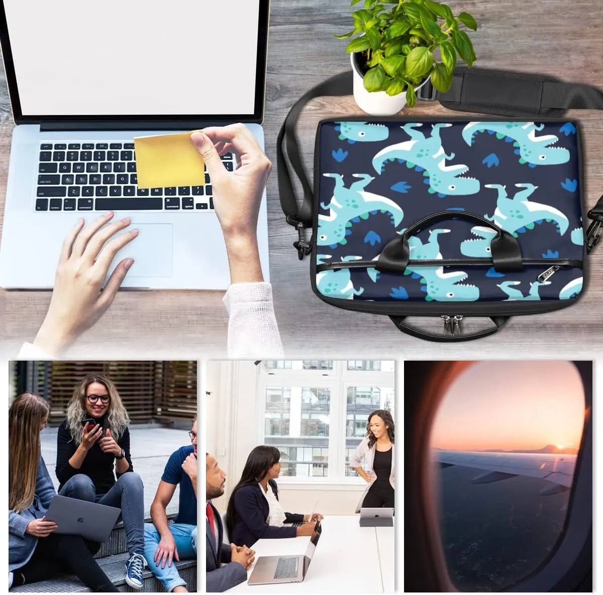 Cute Cartoon Car Laptop Shoulder Messenger Bag Waterproof Laptop Briefcase with Handle and Padded Strap Case Sleeve