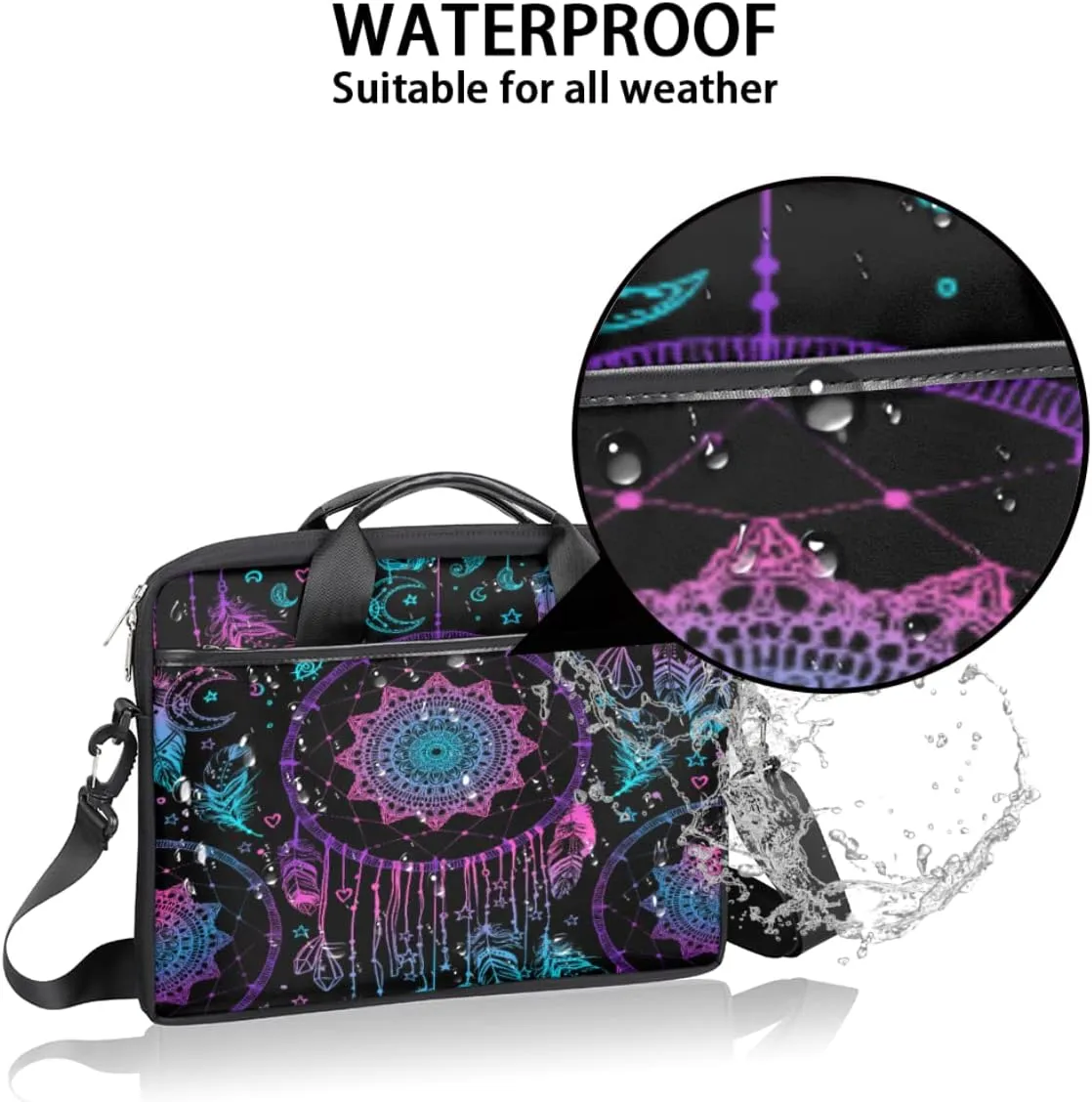 Cute Cat Face Laptop Shoulder Messenger Bag Waterproof Laptop Briefcase with Handle and Padded Strap Case Sleeve