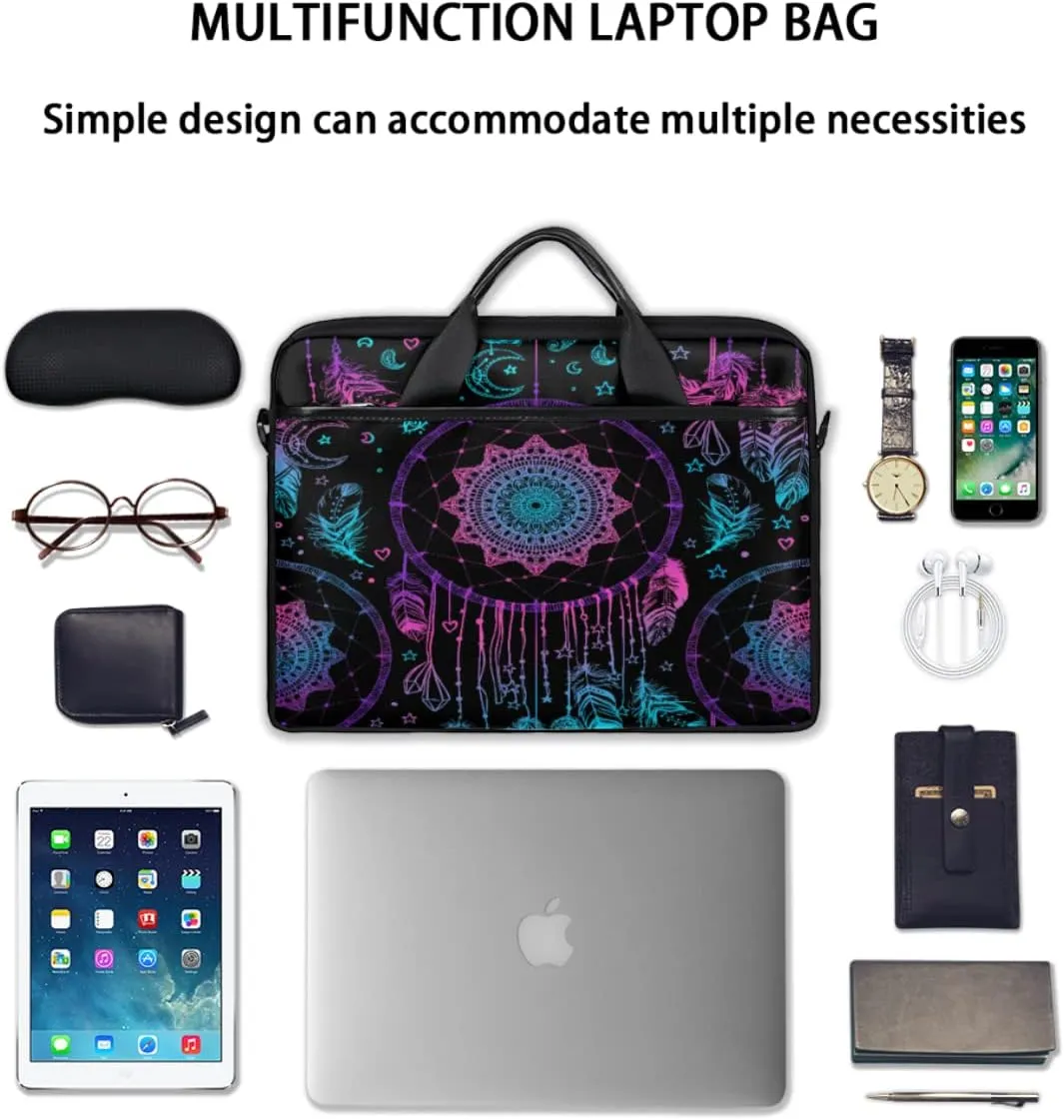 Cute Cat Face Laptop Shoulder Messenger Bag Waterproof Laptop Briefcase with Handle and Padded Strap Case Sleeve