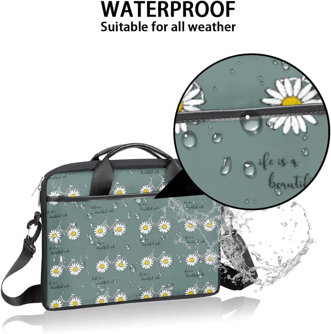 Cute Tropic Animals Laptop Shoulder Messenger Bag Waterproof Laptop Briefcase Handle Padded Strap