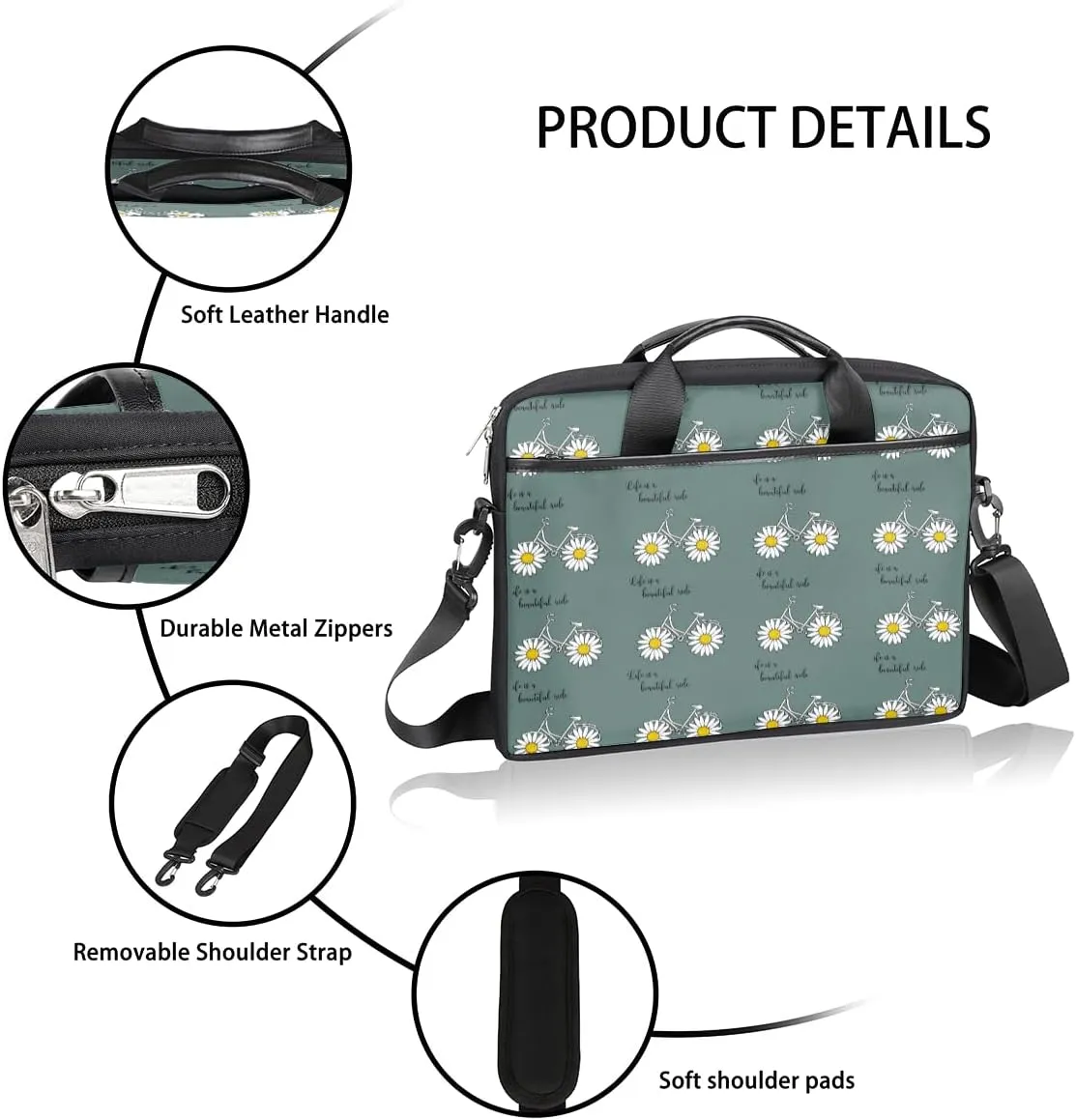 Cute Tropic Animals Laptop Shoulder Messenger Bag Waterproof Laptop Briefcase Handle Padded Strap