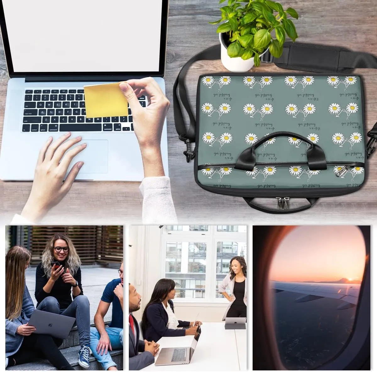 Cute Tropic Animals Laptop Shoulder Messenger Bag Waterproof Laptop Briefcase Handle Padded Strap