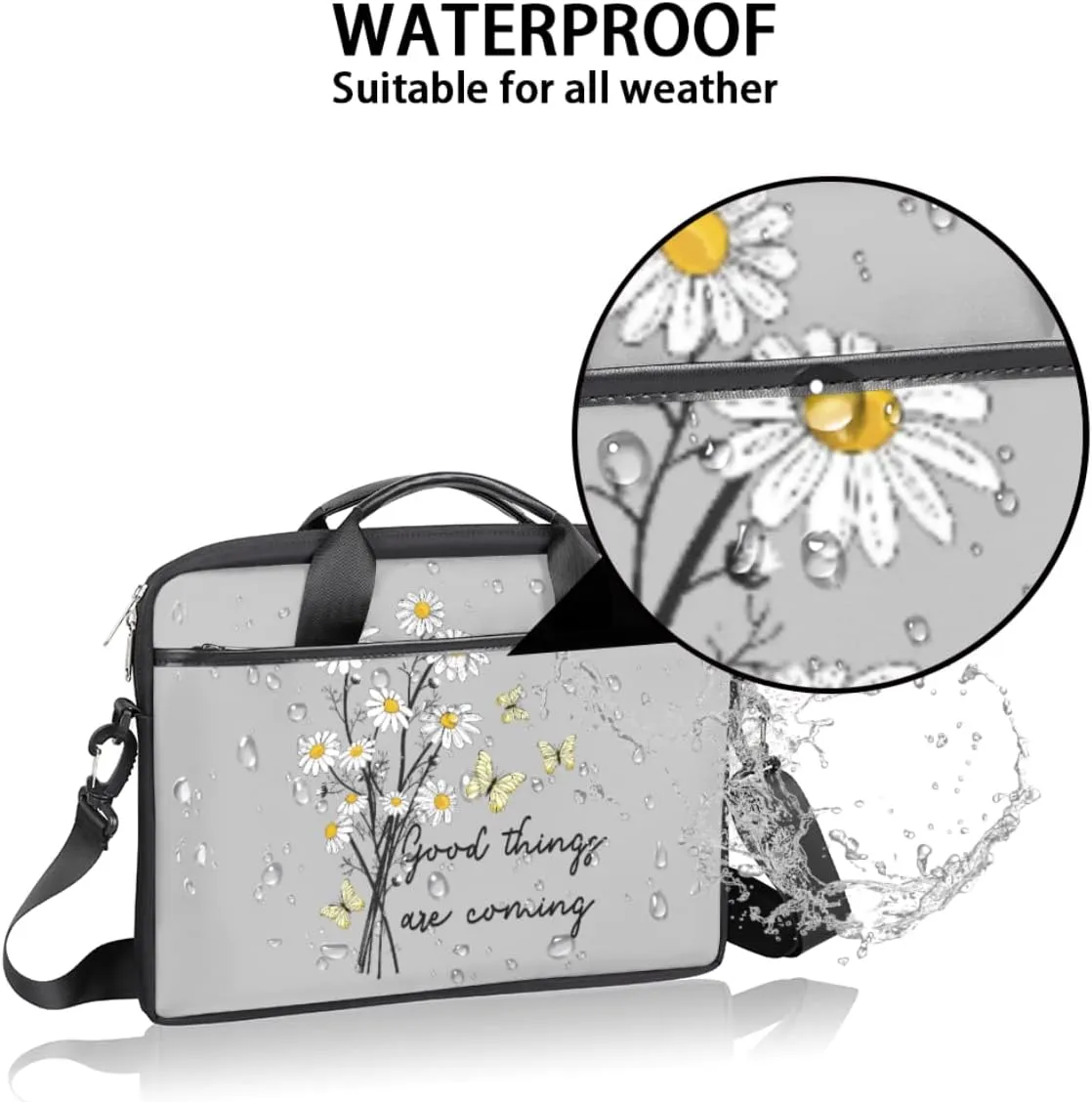 Cute Whale Laptop Shoulder Messenger Bag Waterproof Laptop Briefcase with Handle and Padded Strap Case Sleeve