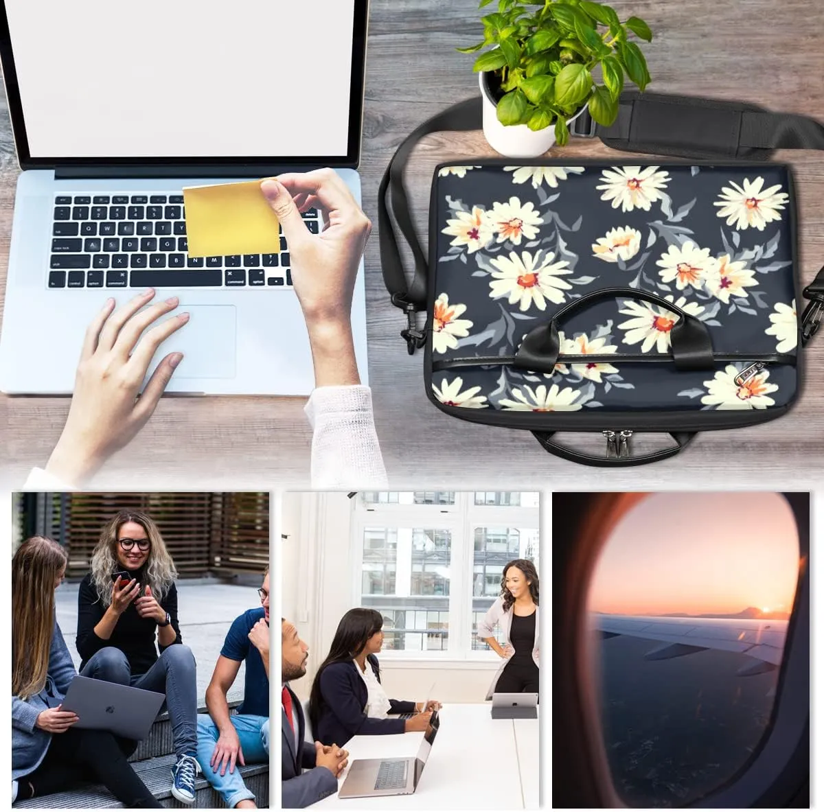 Cute Whale Laptop Shoulder Messenger Bag Waterproof Laptop Briefcase with Handle and Padded Strap Case Sleeve