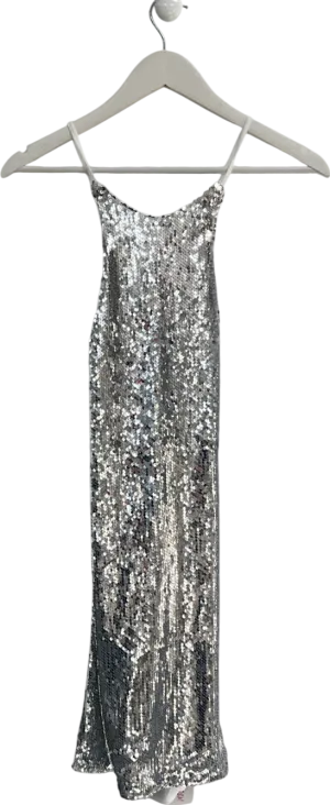 D&M Metallic Sparkly Cross Back Mini Dress UK S