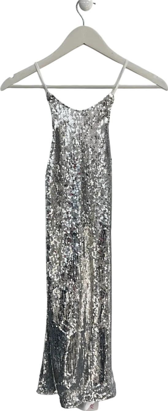 D&M Metallic Sparkly Cross Back Mini Dress UK S