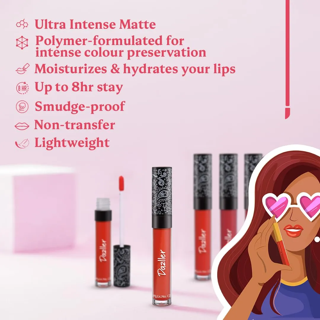 Dazller All Day Lipcolour,5g, DLC033-Alabaster, Ultra intense matte,Smudge-proof, Non-transfer,Lightweight,up to 8-hr Stay