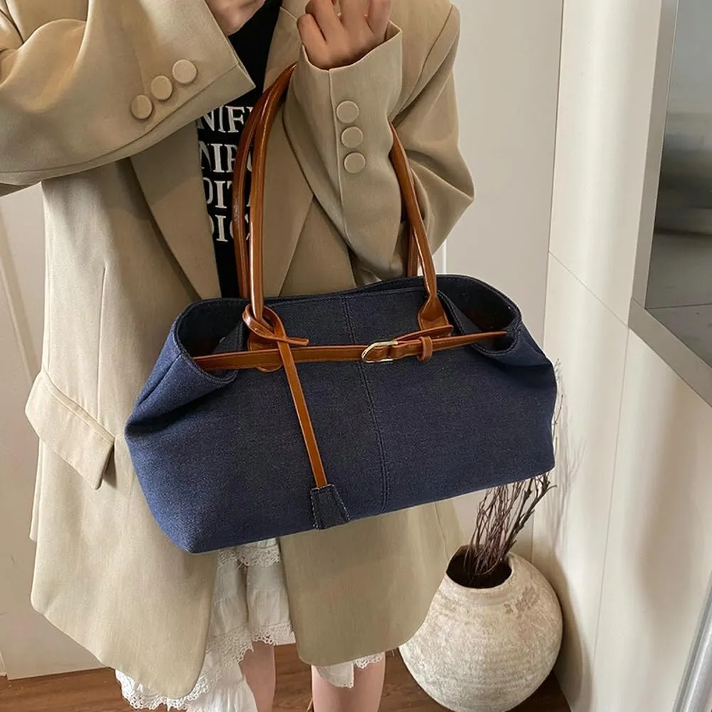 Denim Hobo Bags Women Summer Beach Bag Cute Underarm Shoulder Crossbody Purse Trendy Travel Crescent Tote Handbag 2025