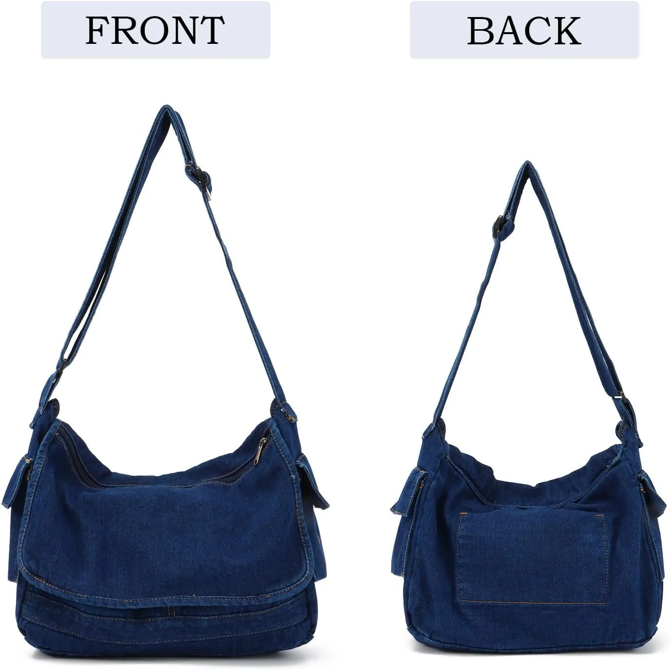 Denim Hobo Purse Bags Casual Canvas Messenger Shoulder Bag Retro Large Crossbody Satchel Bags for Women and Men