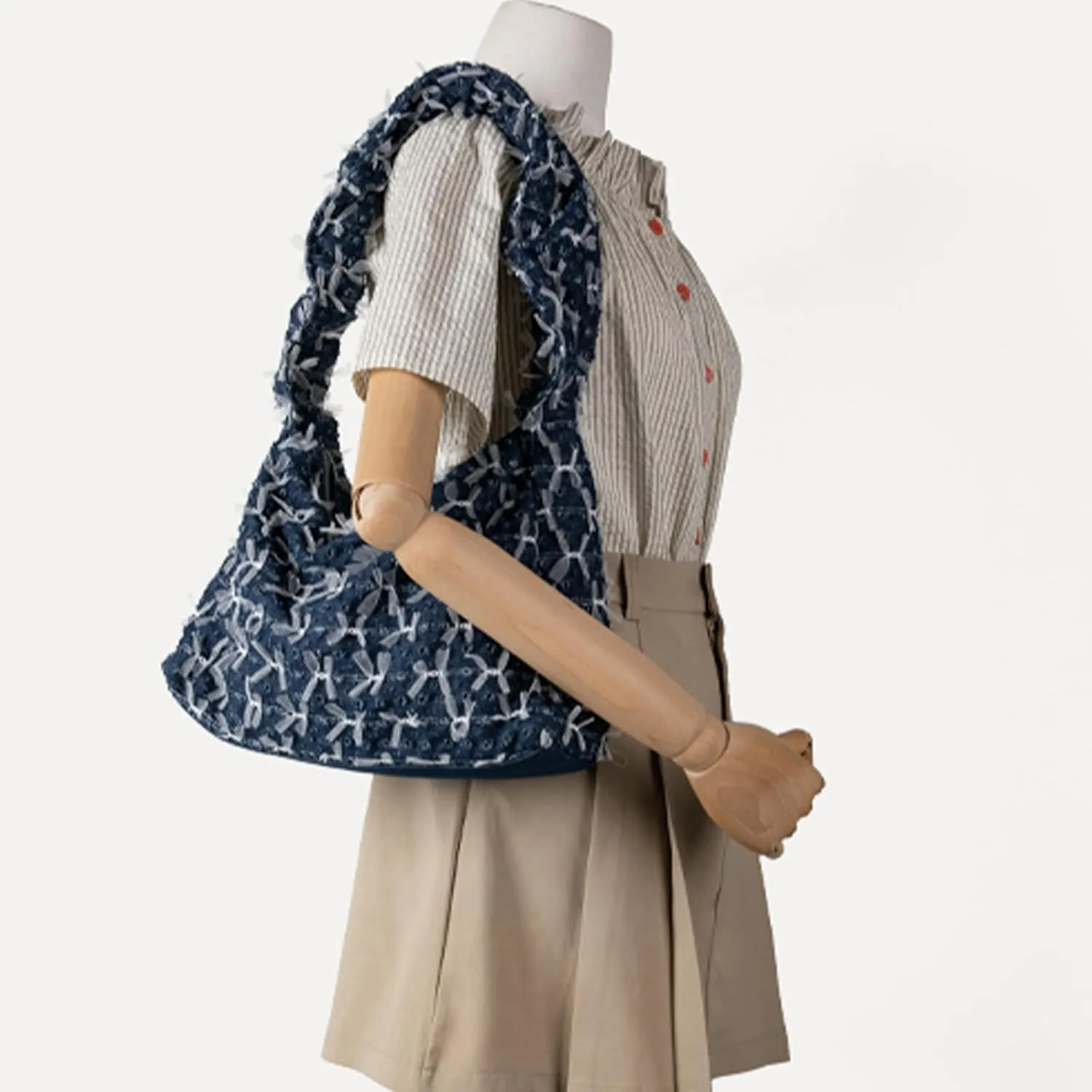 Denim Shoulder Bag Trendy Jean Purses for Women Denim Shoulder Bag Cloud Crossbody Handbags