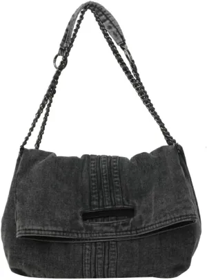 Denim Shoulder Purses for Women Jean Crossbody Bags Denim Tote Handbag with Chain Strap Y2k Denim Crescent Hobo Bags 2025