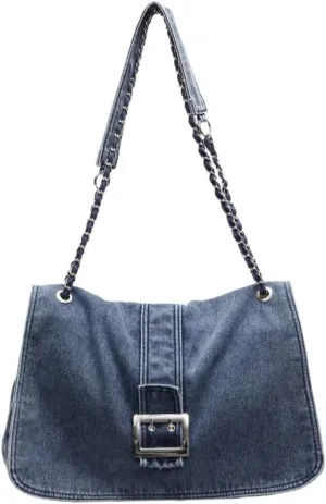 Denim Shoulder Purses for Women Jean Crossbody Bags Denim Tote Handbag with Chain Strap Y2k Denim Crescent Hobo Bags 2025