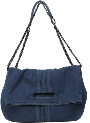 Denim Shoulder Purses for Women Jean Crossbody Bags Denim Tote Handbag with Chain Strap Y2k Denim Crescent Hobo Bags 2025