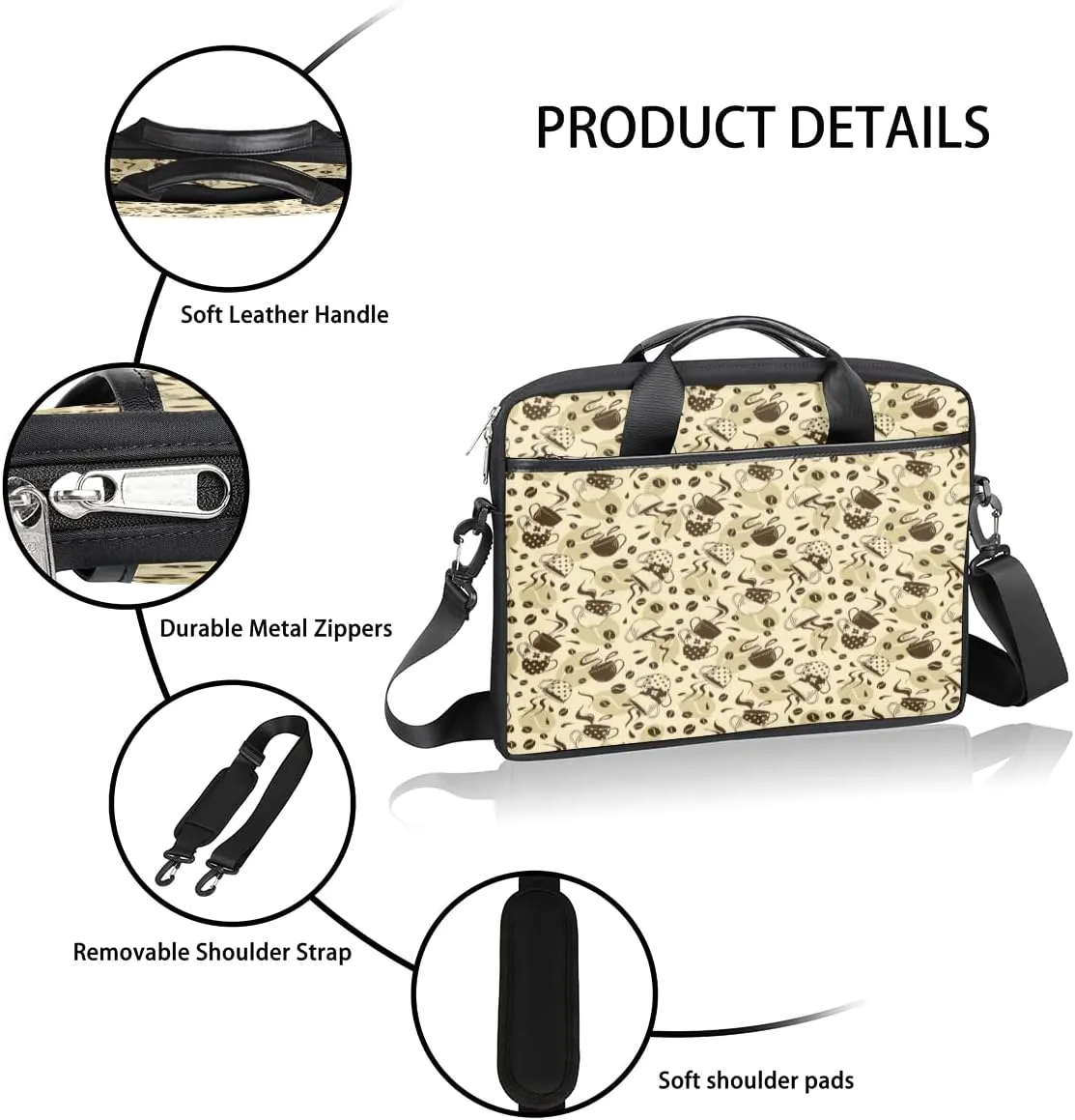 Dinosaur Seamless Laptop Shoulder Messenger Bag Waterproof Laptop Briefcase with Handle and Padded Strap Case Sleeve