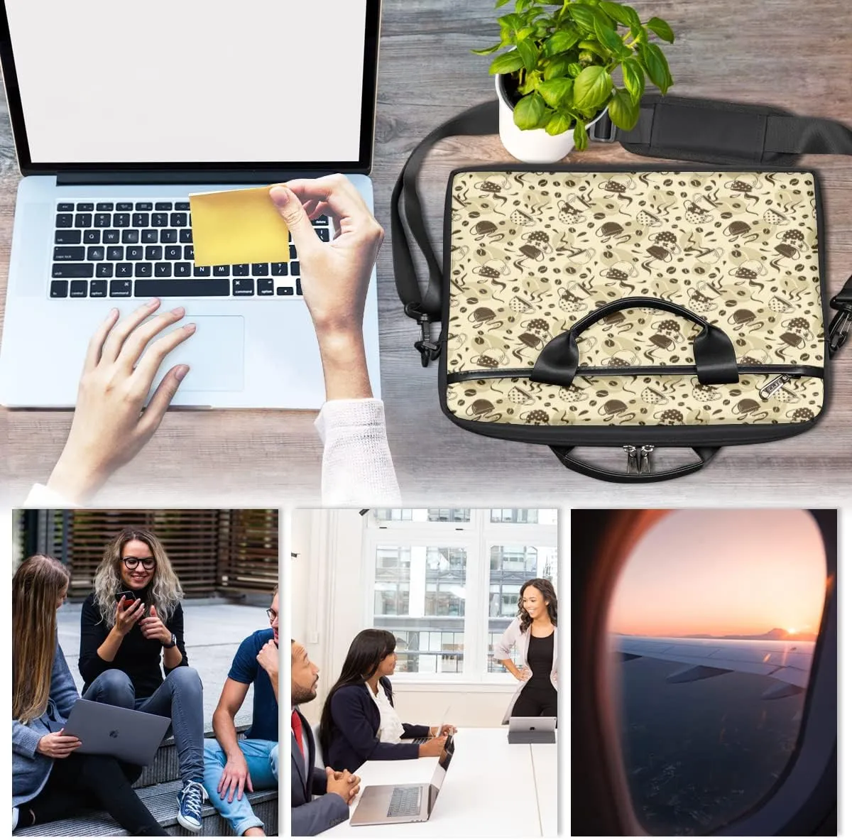 Dinosaur Seamless Laptop Shoulder Messenger Bag Waterproof Laptop Briefcase with Handle and Padded Strap Case Sleeve