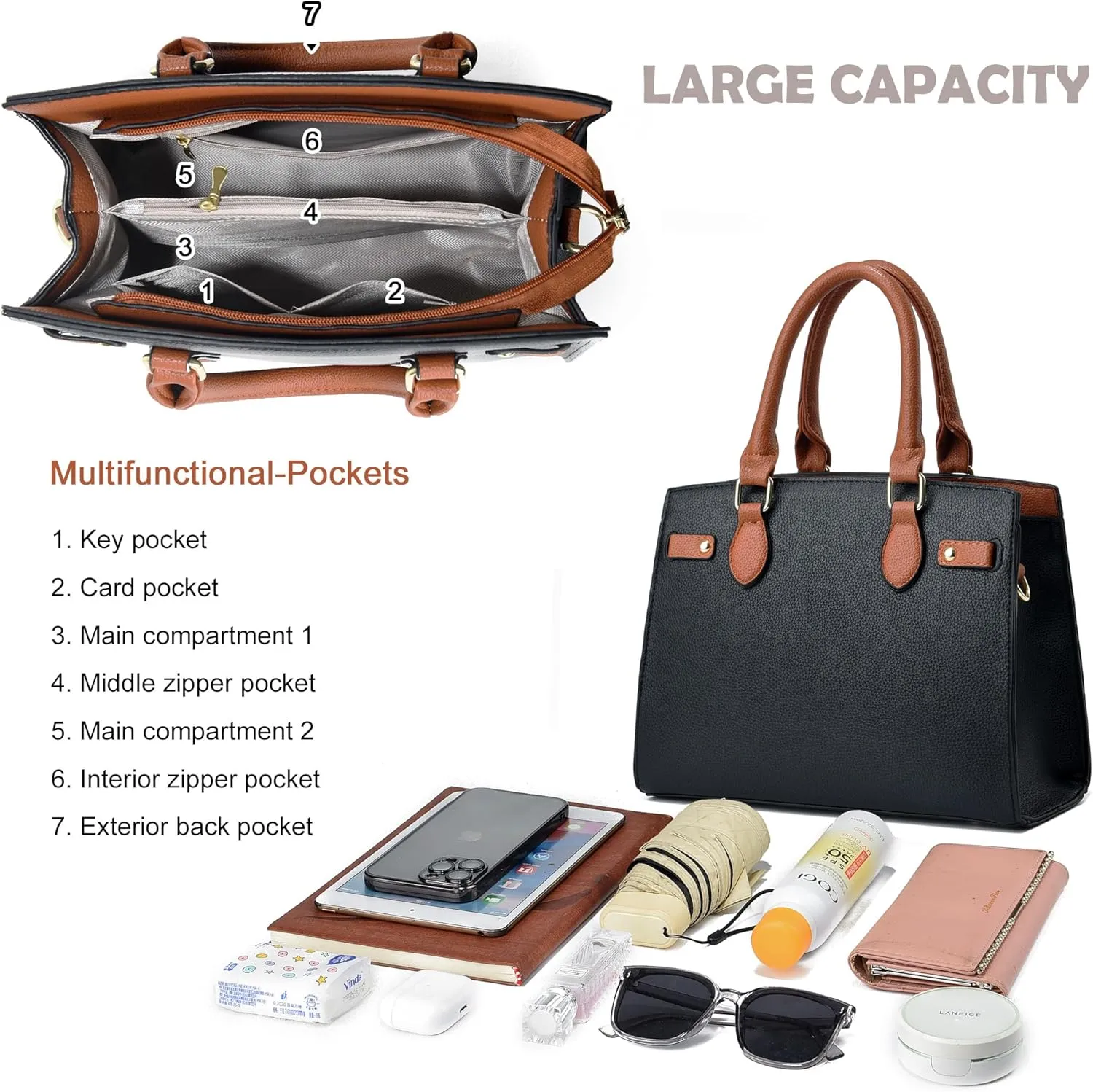 DMICXEL Tote Bag Crossbody Purses for Women Shoulder Handbag PU Leather Top Handle Satchel Bags