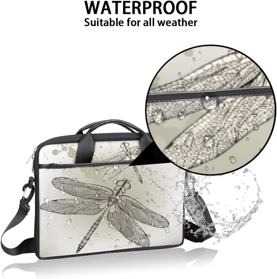 Dragonfly Laptop Shoulder Messenger Bag Waterproof Laptop Briefcase with Handle and Padded Strap Case Sleeve
