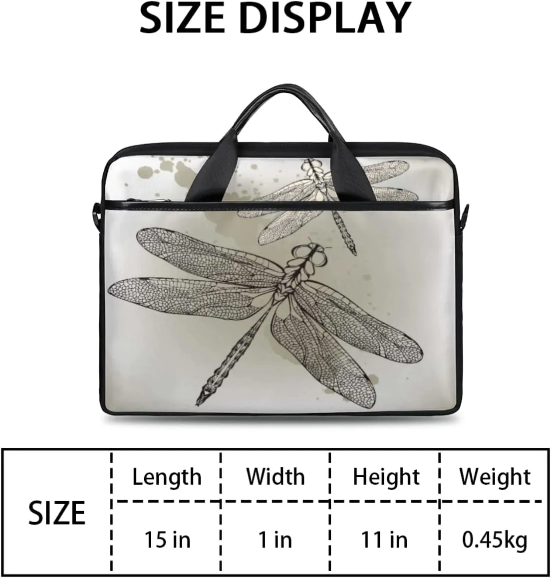 Dragonfly Laptop Shoulder Messenger Bag Waterproof Laptop Briefcase with Handle and Padded Strap Case Sleeve