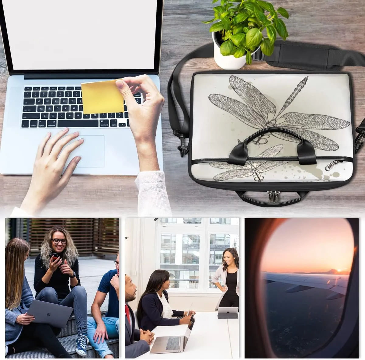Dragonfly Laptop Shoulder Messenger Bag Waterproof Laptop Briefcase with Handle and Padded Strap Case Sleeve