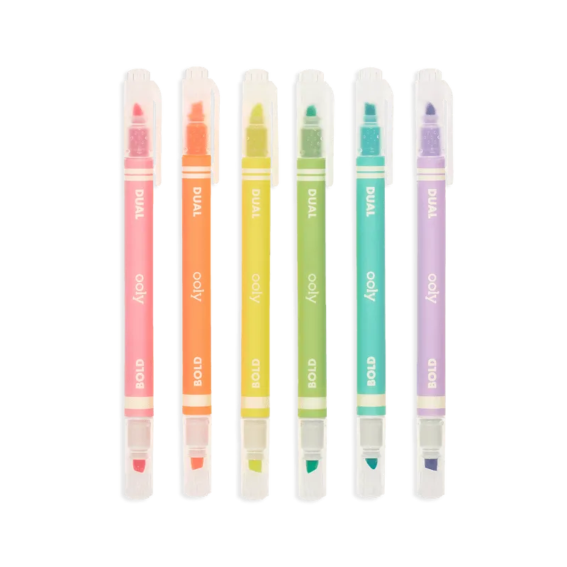 Dual Liner Double Ended Neon Highlighters - Set of 6