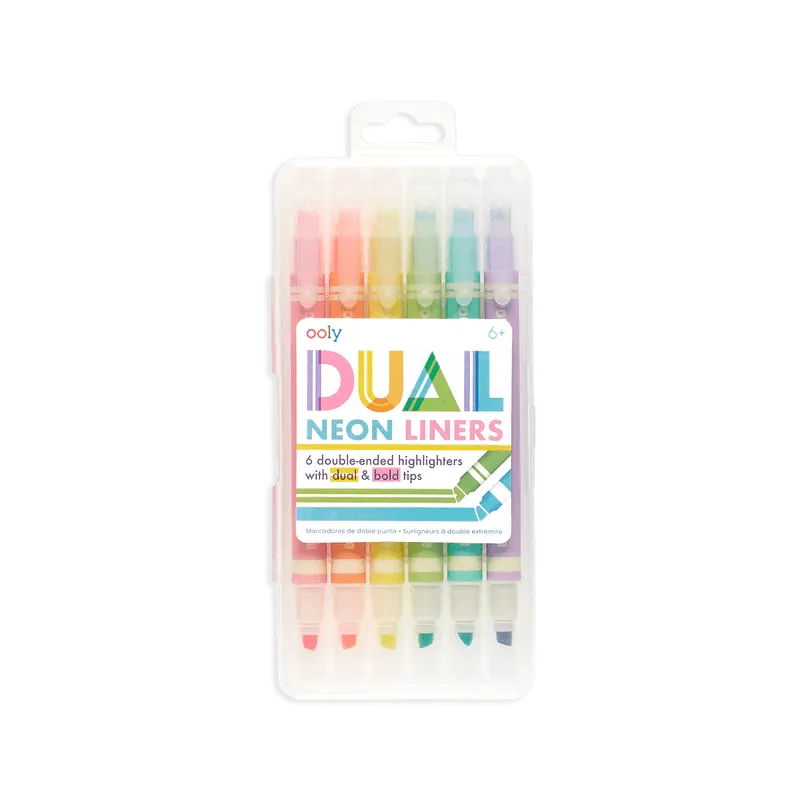 Dual Liner Double Ended Neon Highlighters - Set of 6