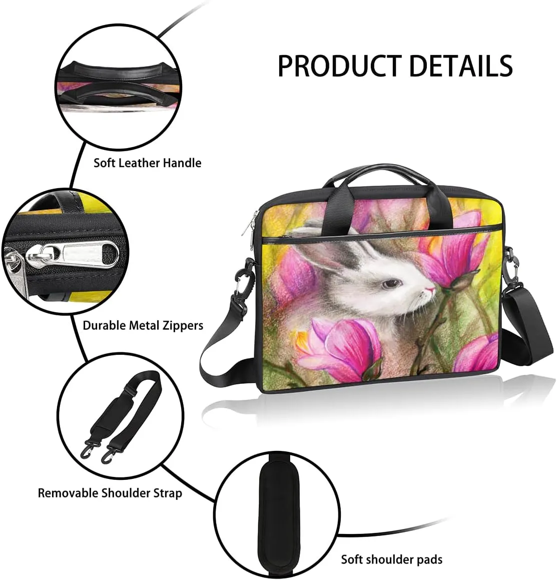 Earth And Spacecraft Laptop Shoulder Messenger Bag Waterproof Laptop Briefcase Handle Padded Strap