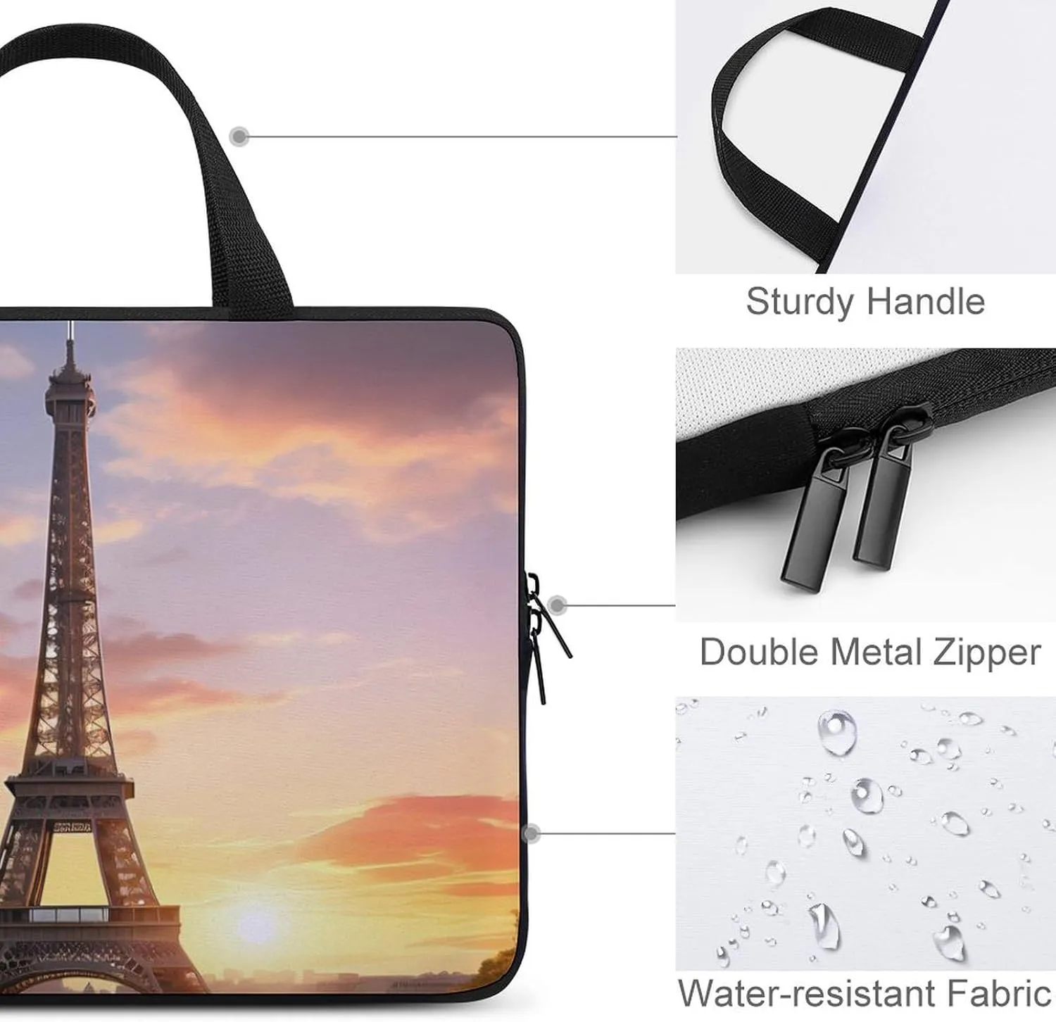 Eiffel Tower Laptop Bag Carrying Case Computer Protective Sleeve Case Briefcase for Men Women