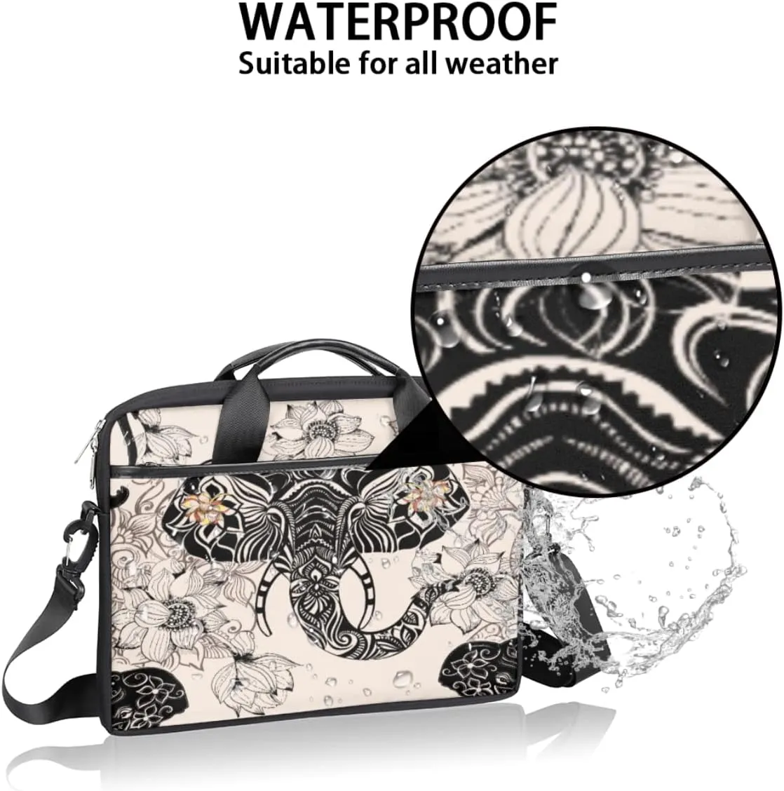 Eiffel Tower Paris Laptop Shoulder Messenger Bag Waterproof Laptop Briefcase with Handle and Padded Strap Case Sleeve