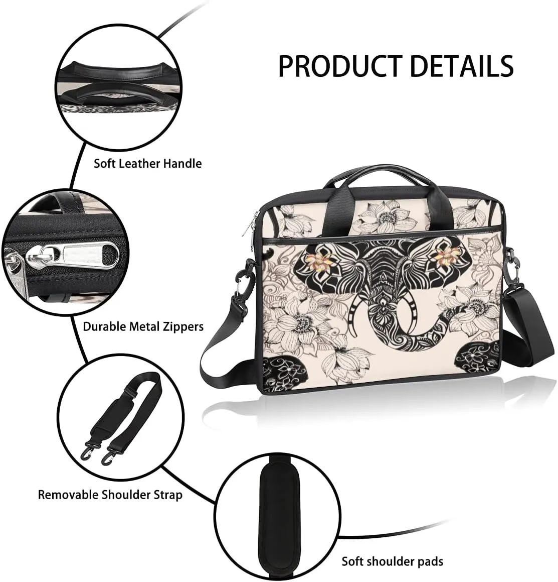 Eiffel Tower Paris Laptop Shoulder Messenger Bag Waterproof Laptop Briefcase with Handle and Padded Strap Case Sleeve