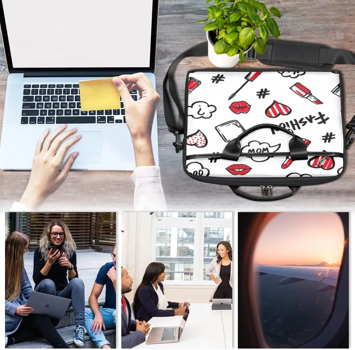 Ethnic Sugar Skull Laptop Shoulder Messenger Bag Waterproof Laptop Briefcase Handle Padded Strap