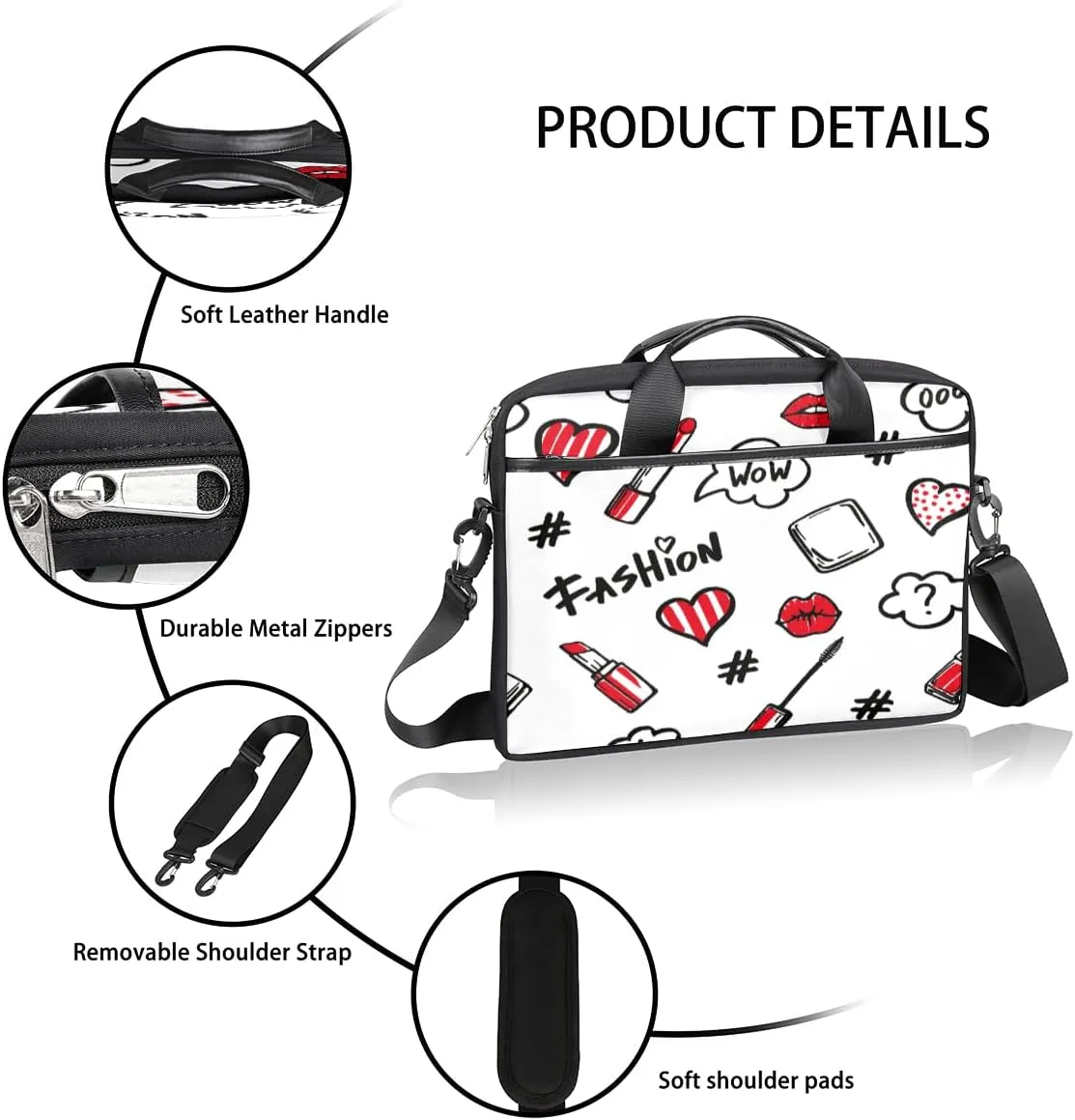 Ethnic Sugar Skull Laptop Shoulder Messenger Bag Waterproof Laptop Briefcase Handle Padded Strap