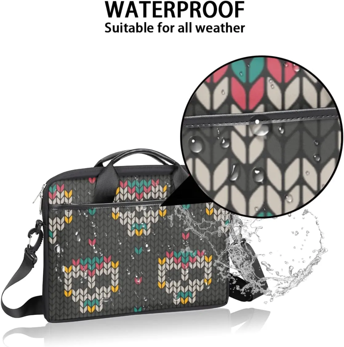 Ethnic Sugar Skull Laptop Shoulder Messenger Bag Waterproof Laptop Briefcase Handle Padded Strap