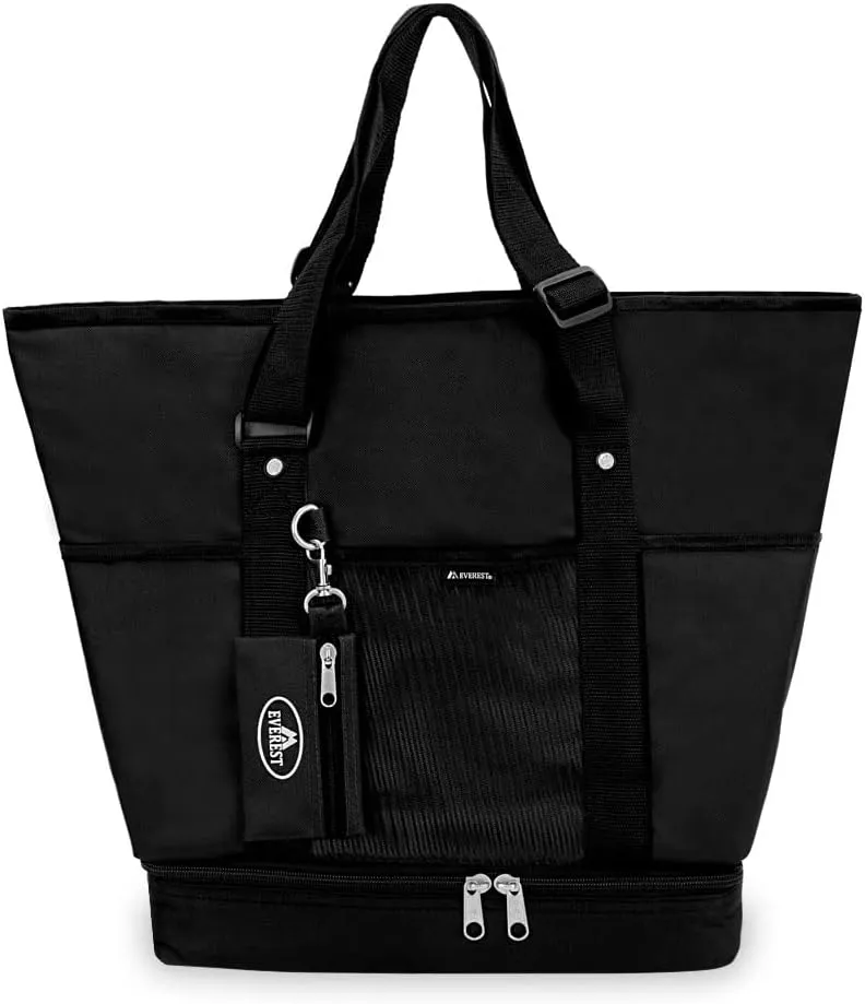 Everest Luggage Deluxe Shopping Tote, Black, Black, One Size