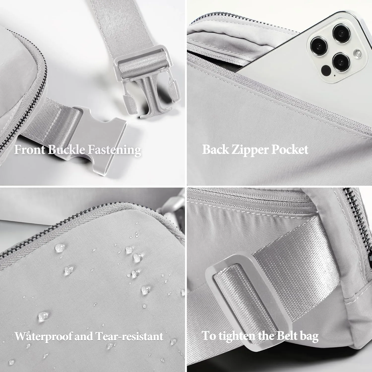 Fanny Pack Crossbody Bag Trendy Waterproof Small Sling Cross Body Purse for Women Men Fashion Waist Packs Mini Belt Bag Pouch Chest Bum Hip Bag Lulu Dupes for Travel Vacation Running Ash