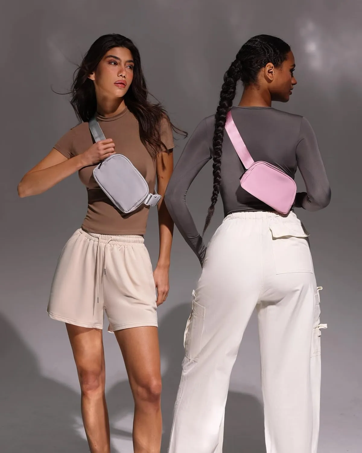 Fanny Pack Crossbody Bag Trendy Waterproof Small Sling Cross Body Purse for Women Men Fashion Waist Packs Mini Belt Bag Pouch Chest Bum Hip Bag Lulu Dupes for Travel Vacation Running Ash