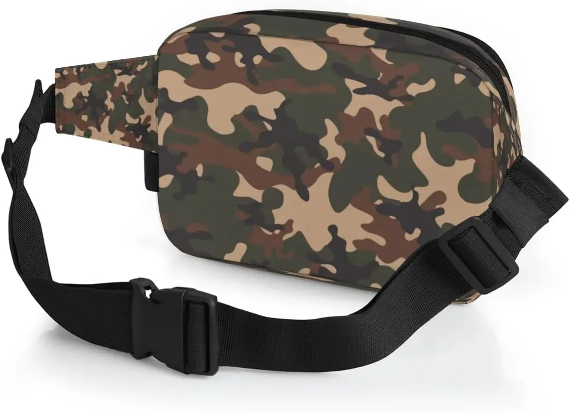 Fanny Pack for Men Women, Waterproof Sports Waist Bag Pack, Camo Belt Bag for Travel Hiking Running, Travel Chest Bag with Adjustable Strap, Camouflage