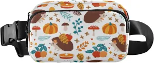 Fanny Pack for Women Men Autumn Cute Hedgehogs Pumpkin Belt Waist Pack Bum Bag Wallets for Running Cycling Hiking Travel Workout with Adjustable Strap